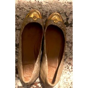 Tory Burch Gold Flats